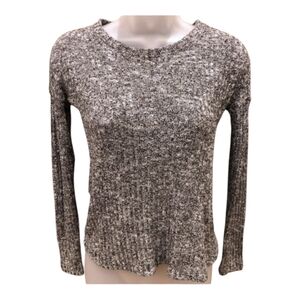 La Hearts Charcoal Ribbed Knit Top S